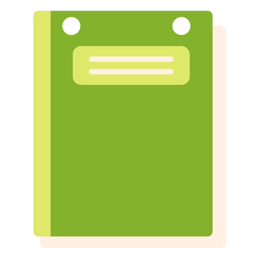 Cuaderno verde para la escuela. Diseño PNG