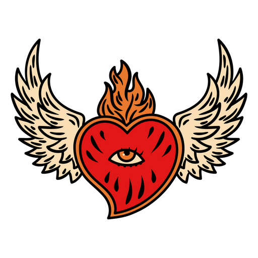 All seeing heart with wings PNG Design