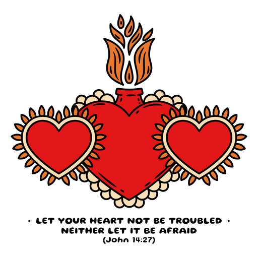 Corazón con llamas y una vela. Diseño PNG