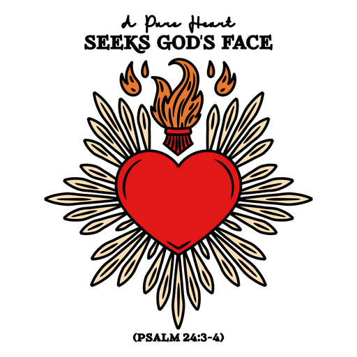 Coração com chamas, uma frase de coração puro Desenho PNG