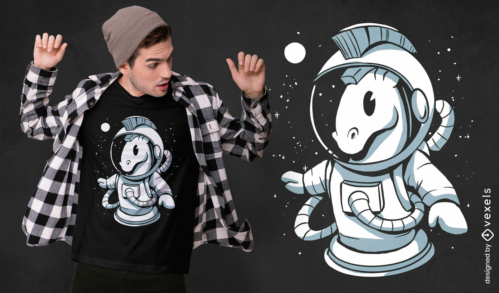 Diseño de camiseta caballero astronauta.