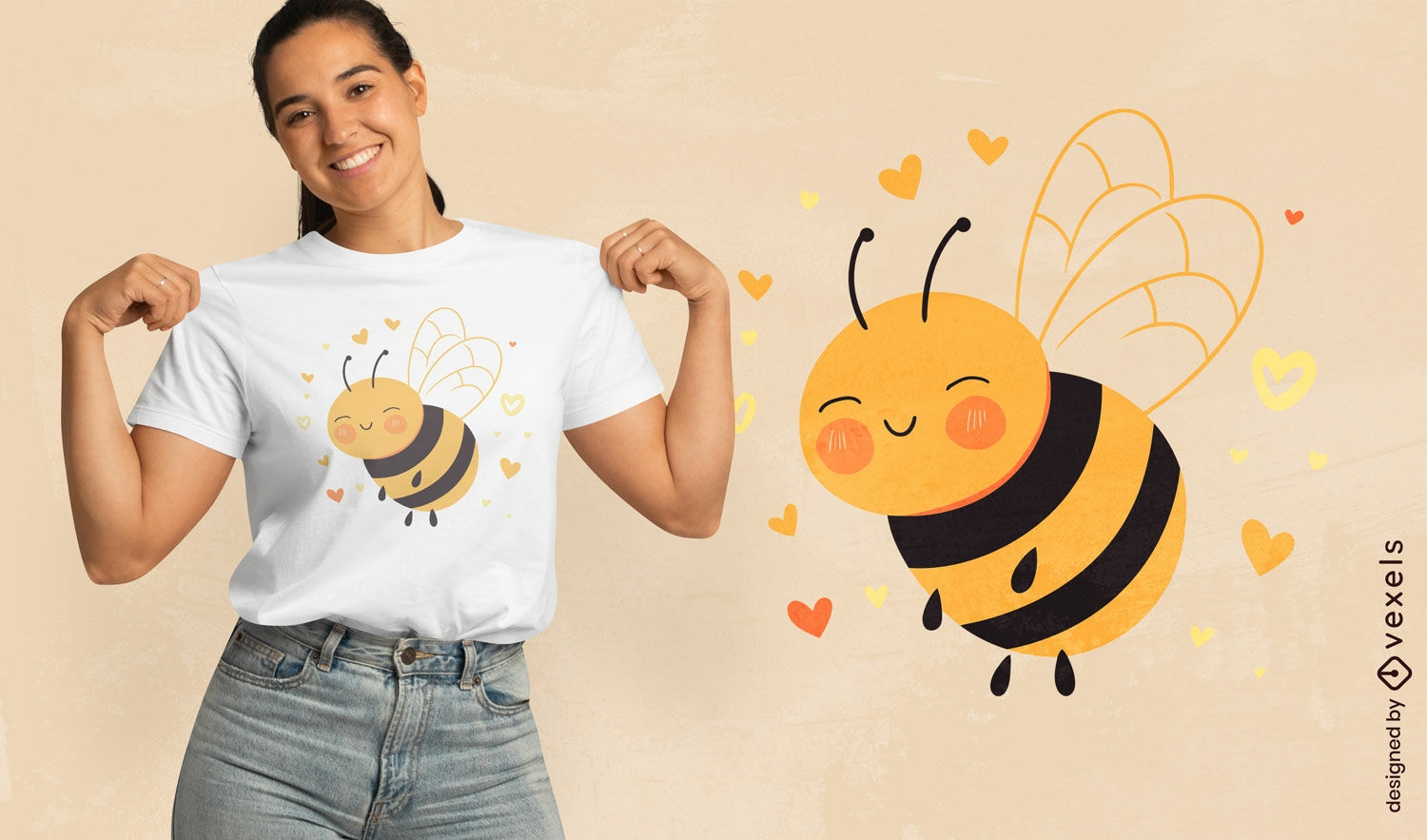 Diseño de camiseta con gráfico de abeja alegre.