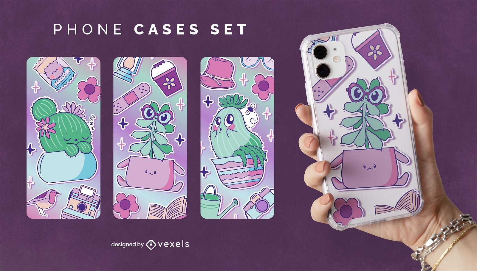 Nature doodles phone cases set design
