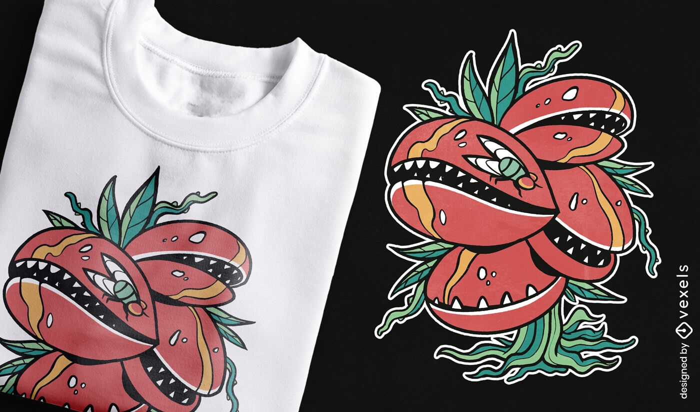 Design de camiseta de planta carnívora