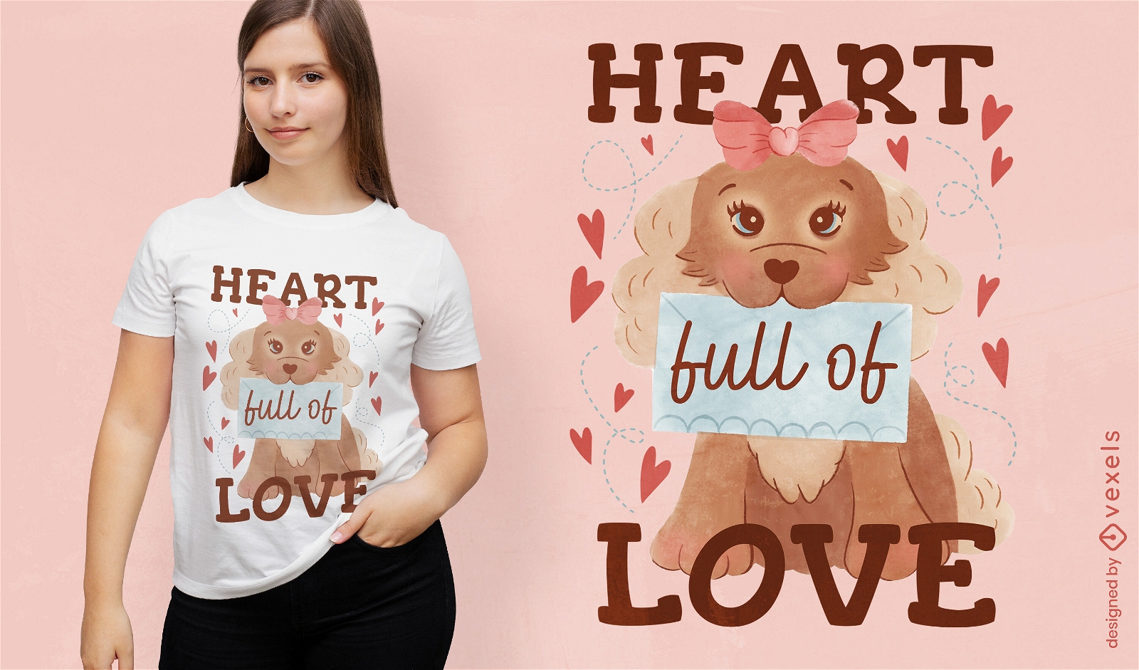 Diseño de camiseta de expresión de amor de cachorro.