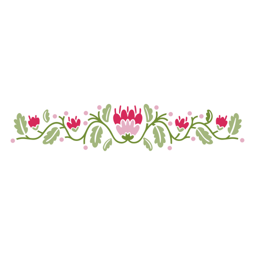 Blumenteiler mit rosa Blüten und Blättern PNG-Design