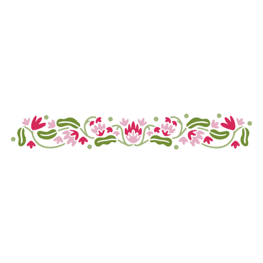 Separador floral con flores rosas. Diseño PNG