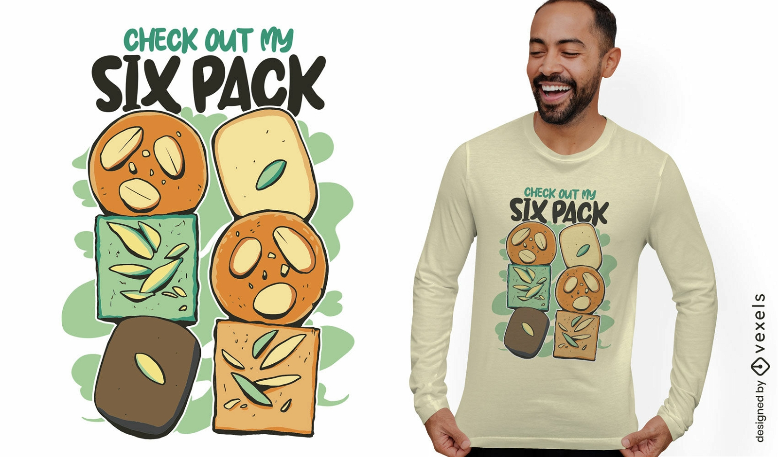Sixpack-S??igkeiten-T-Shirt-Design