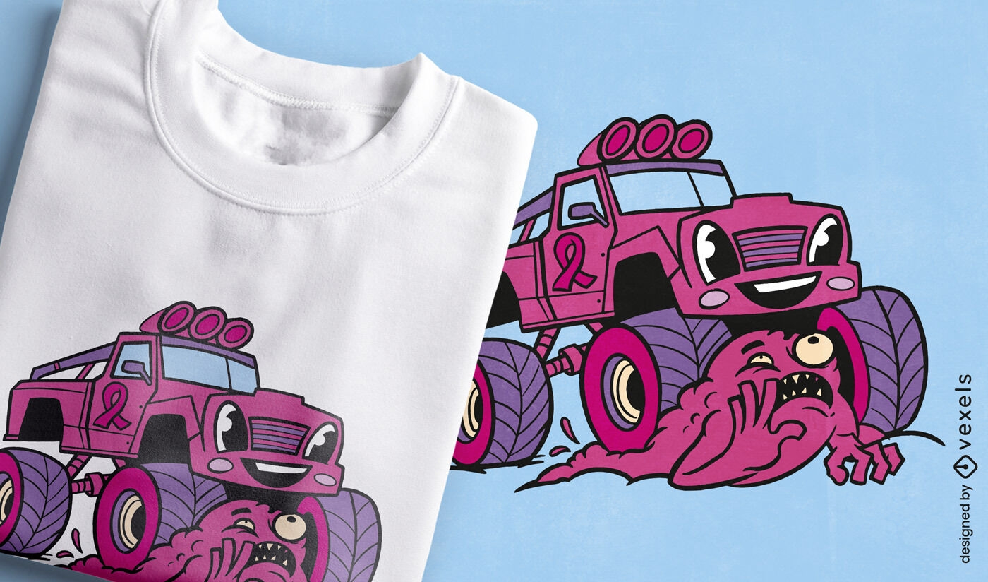 Design de camiseta de desenho animado de caminhão monstro
