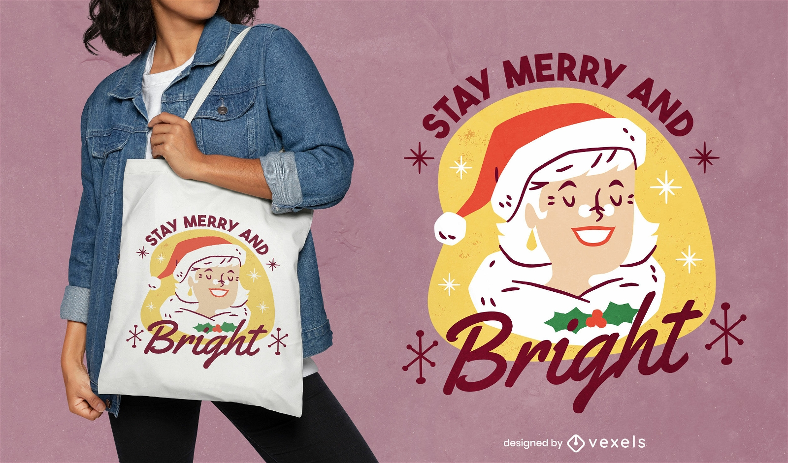 Festive holiday tote bag design