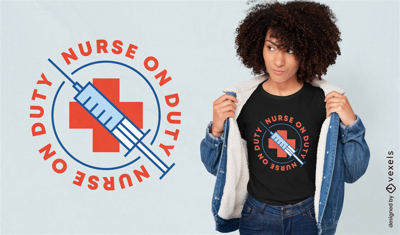 Diseño de camiseta de enfermera de servicio.