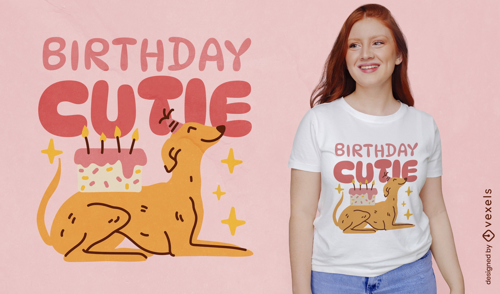 Diseño de camiseta de perro lindo de cumpleaños.