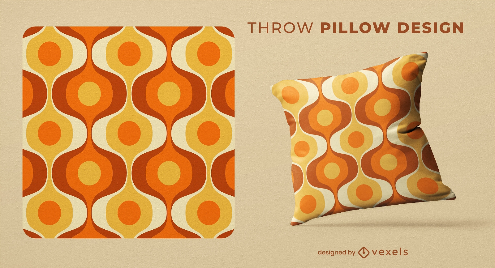 Retro circles throw pillow design