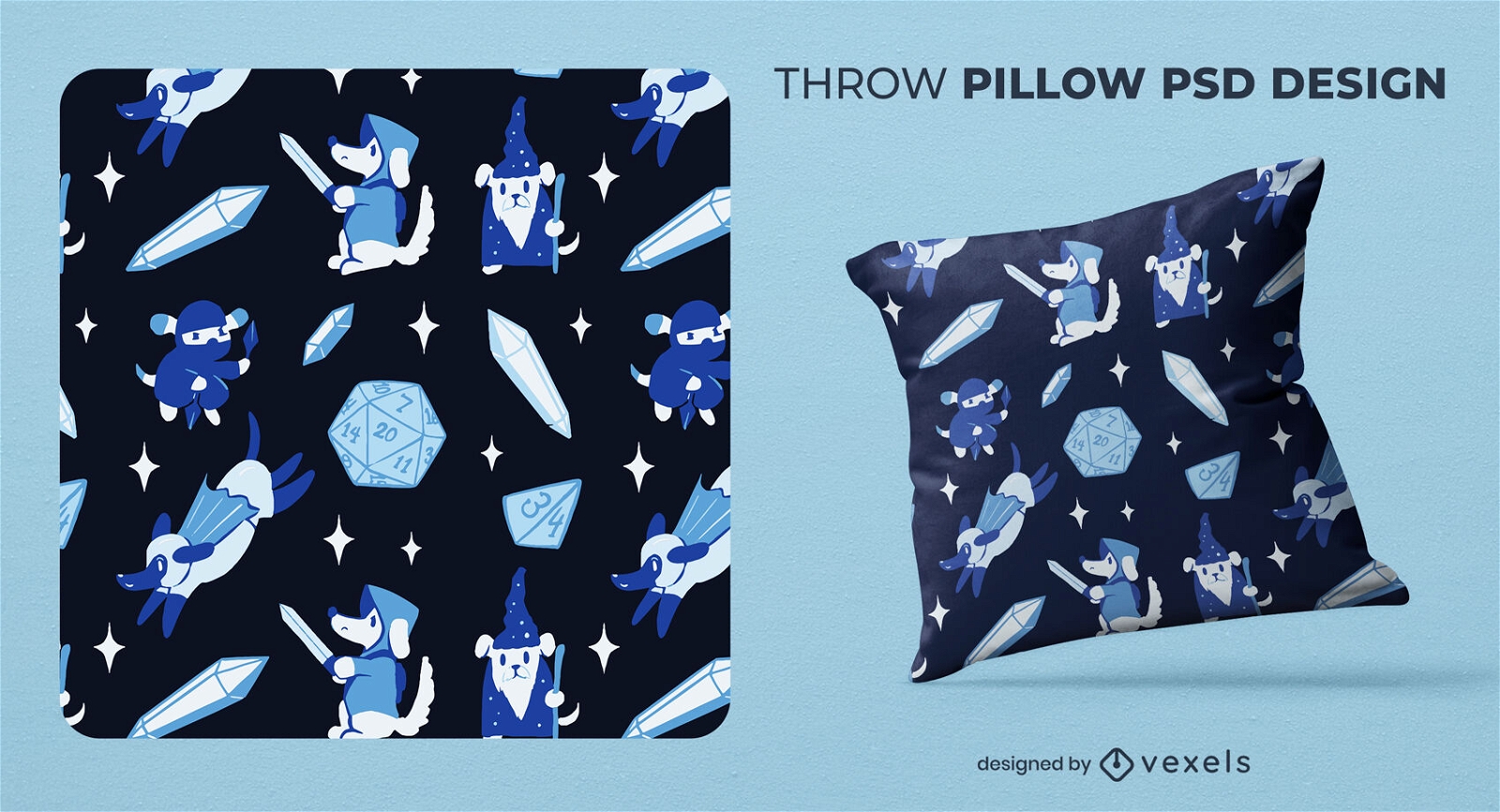 Galactic adventures throw pillow PSD design