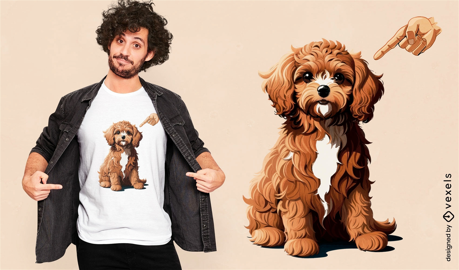 Pointing finger at puppy t-shirt design