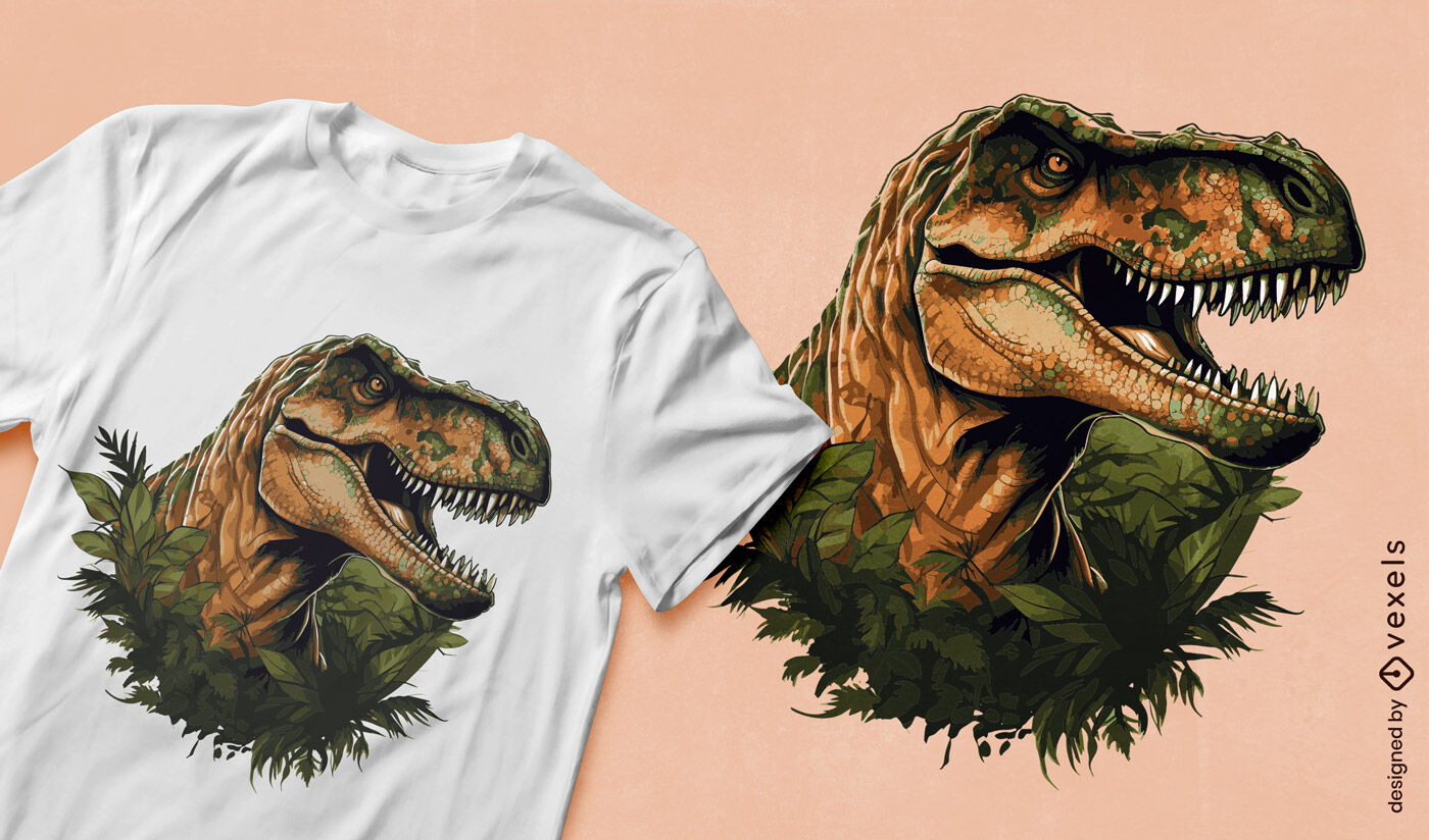 Diseño de camiseta rugiente T-rex.