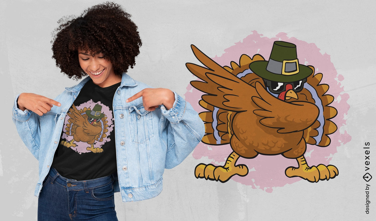 Diseño de camiseta Dabbing Turkey Acción de Gracias.