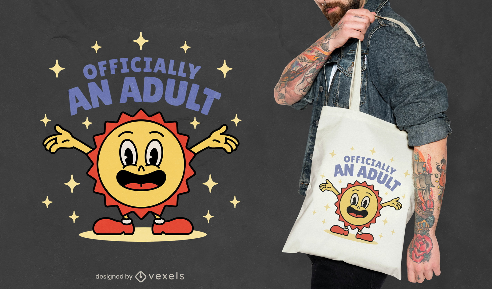 Diseño de bolso tote de reconocimiento para adultos.