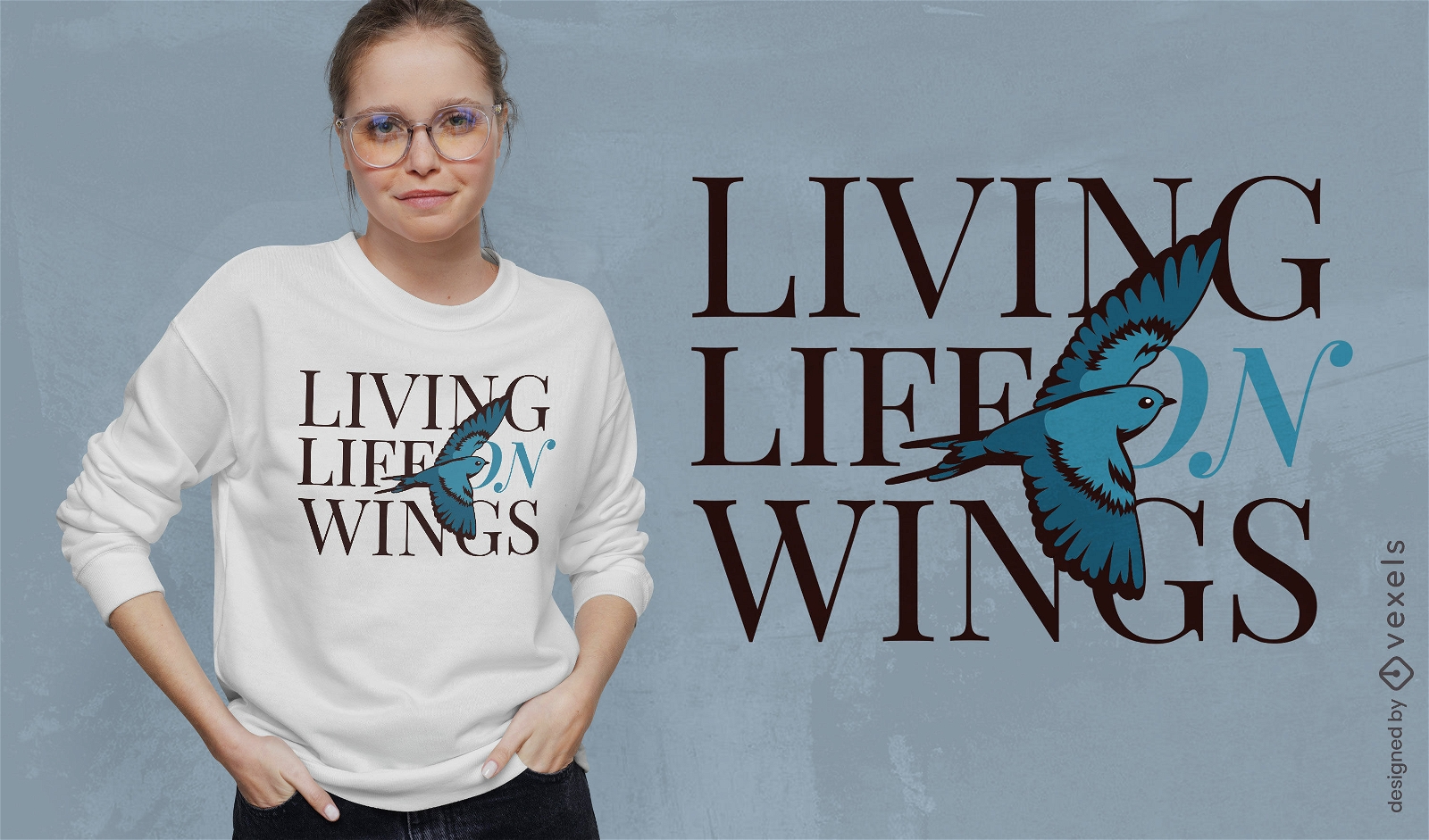 Inspirierendes T-Shirt-Design mit fliegenden Vögeln