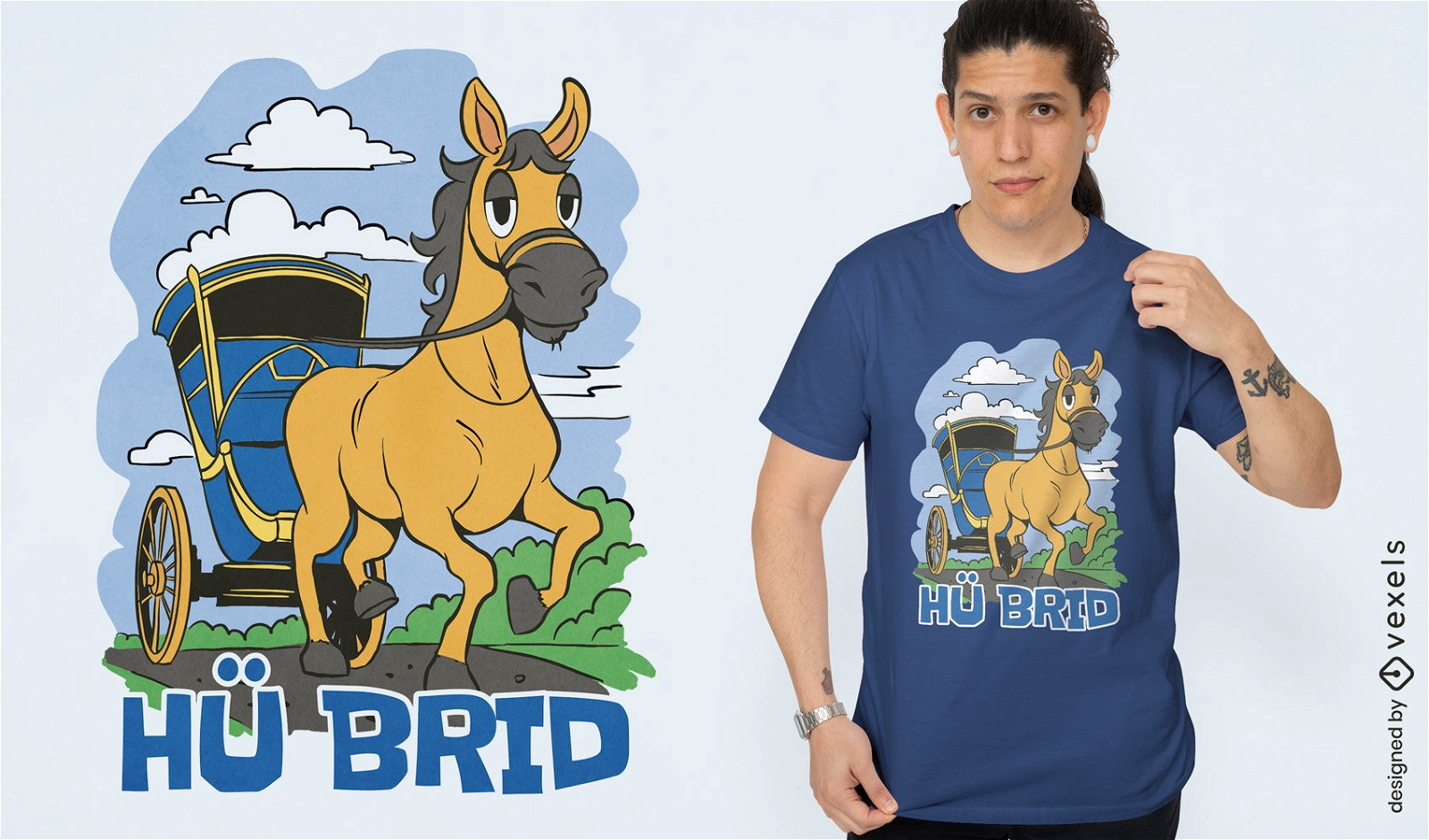 Horse carriage cartoon t-shirt design