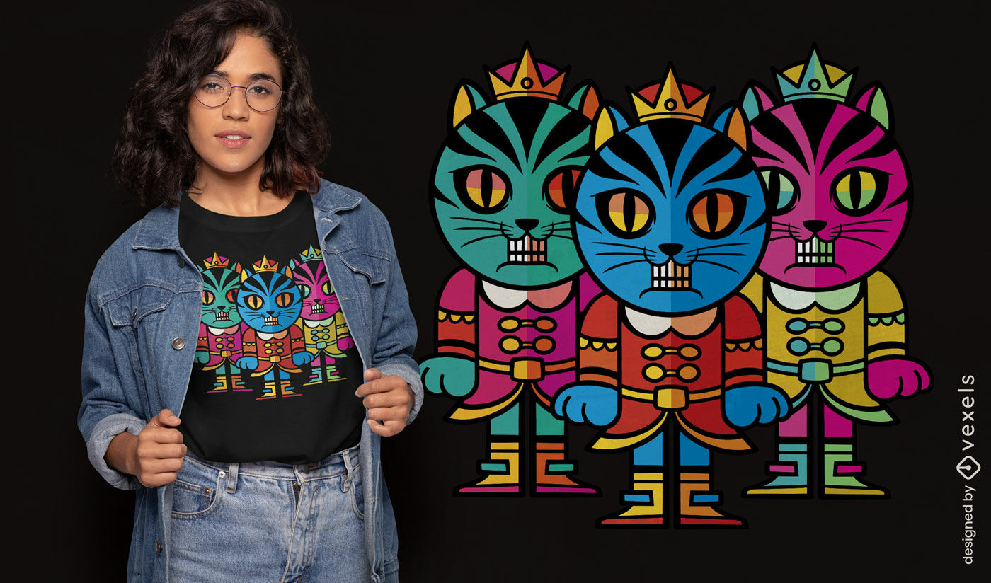 Camiseta diseño triple gato