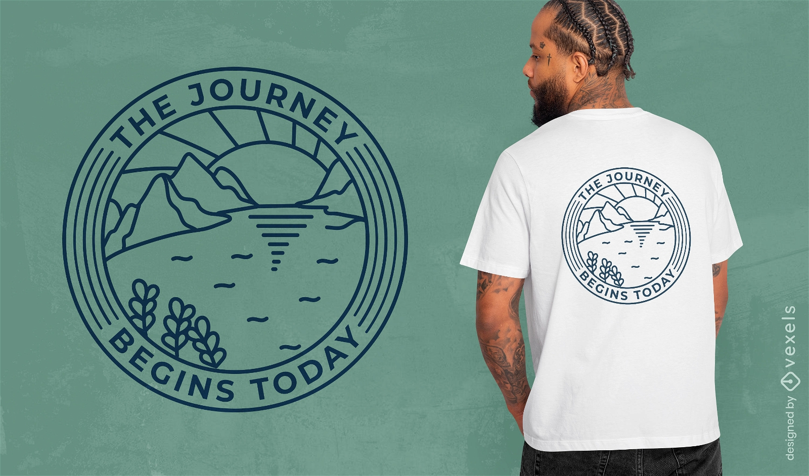 A jornada come?a com design de camisetas