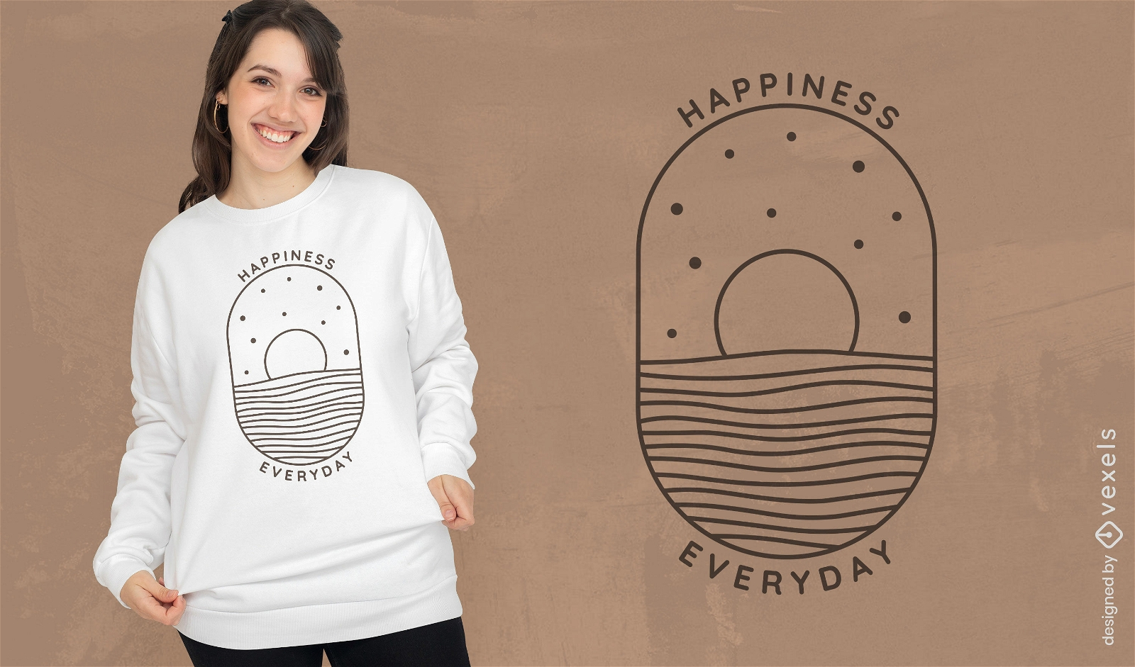 Design de camiseta para felicidade todos os dias