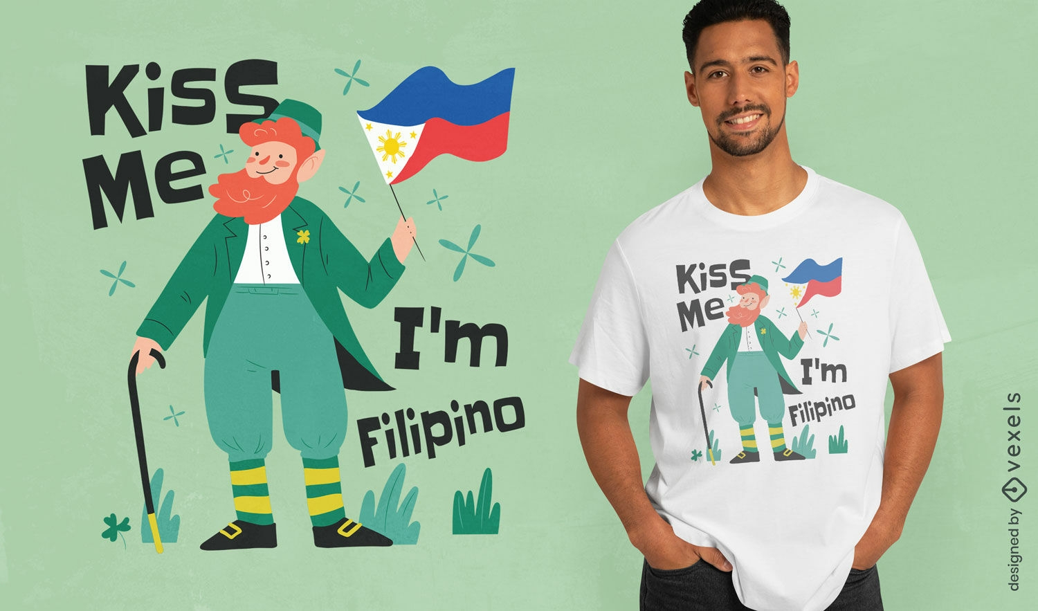 Design engra?ado de camiseta filipina do St. Patrick