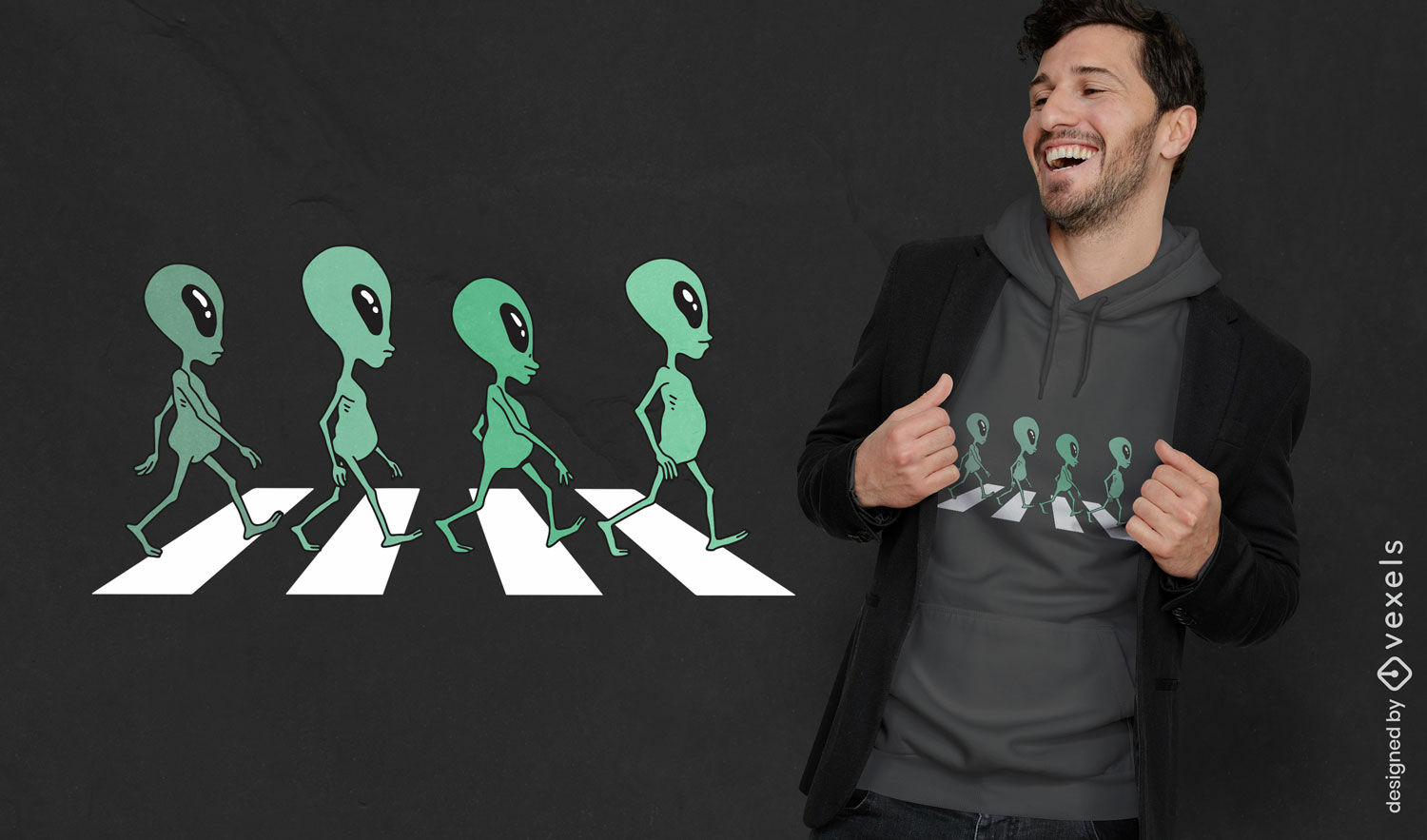 Diseño de camiseta de paso de peatones alienígena.