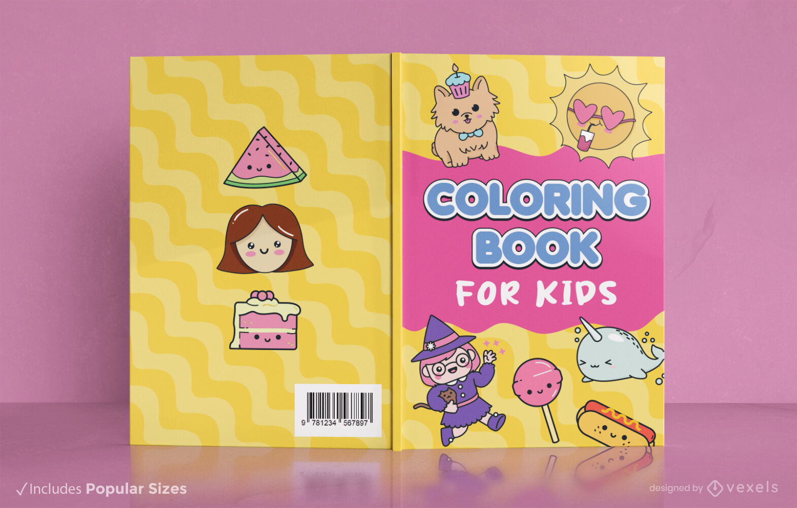 Diseño de portada de libro para colorear para niños con personajes juguetones.