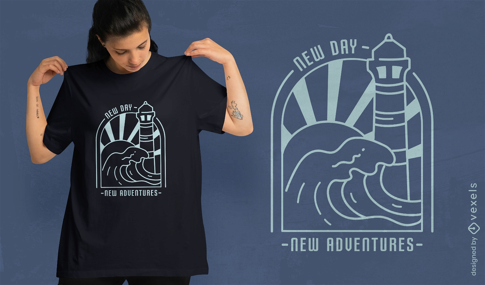 Diseño de camiseta nuevo día nuevas aventuras.