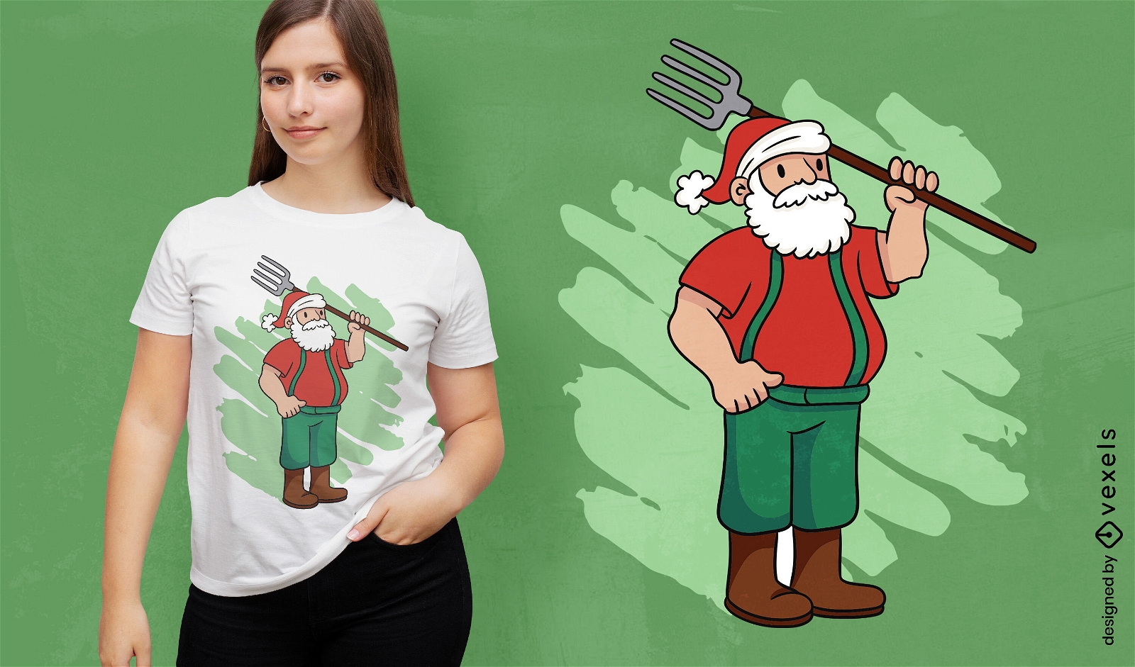 Design de camiseta do Papai Noel do fazendeiro
