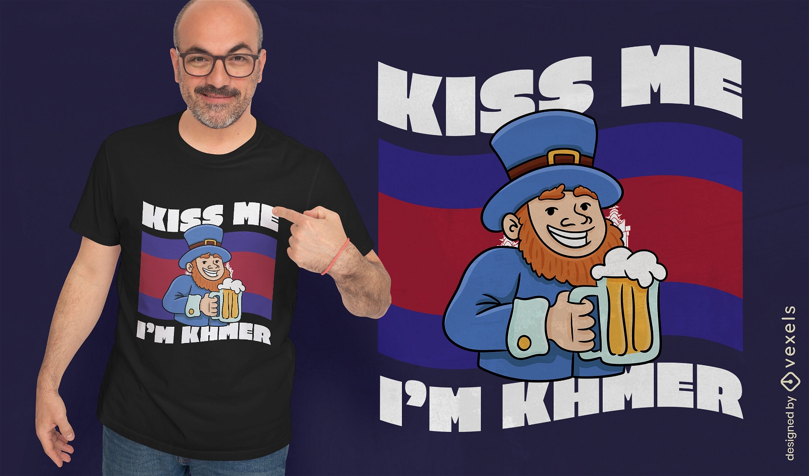 Design humorístico de camisetas culturais Khmer