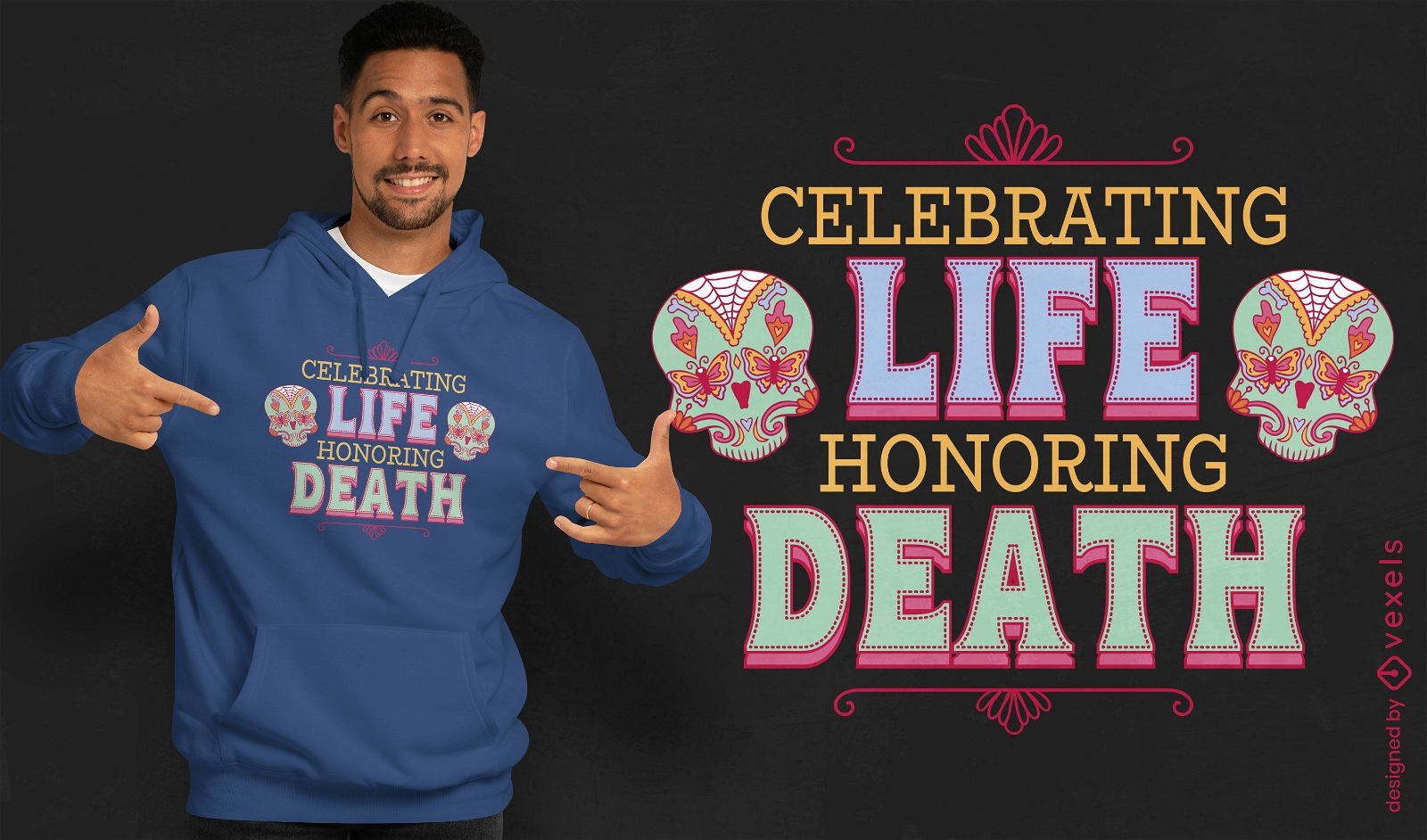 T-Shirt-Design, das das Leben feiert und den Tod ehrt