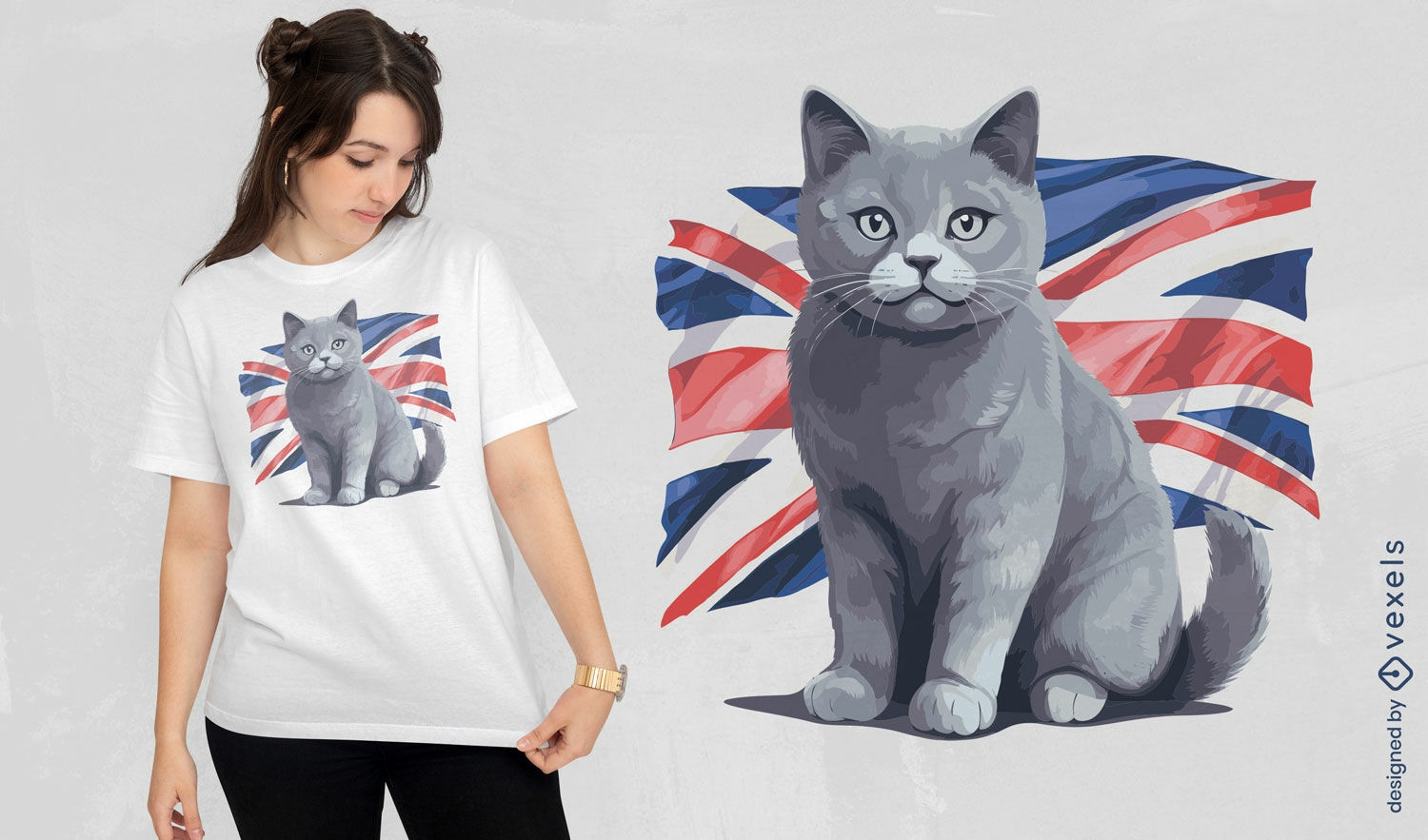 Diseño de camiseta patriótica británica de pelo corto.