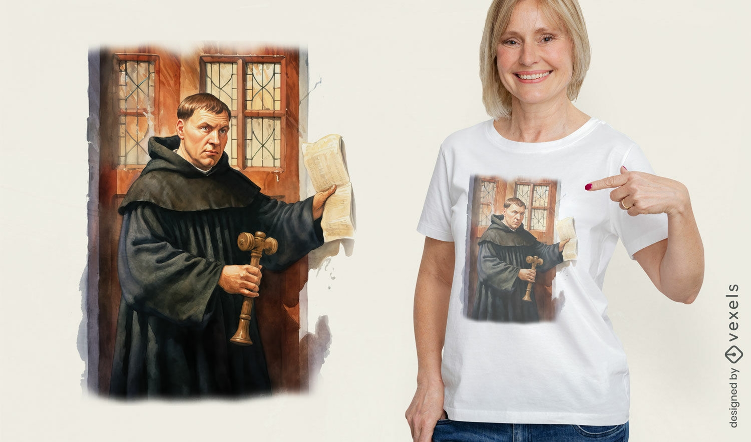 T-Shirt-Design mit historischer Figur Martin Luther