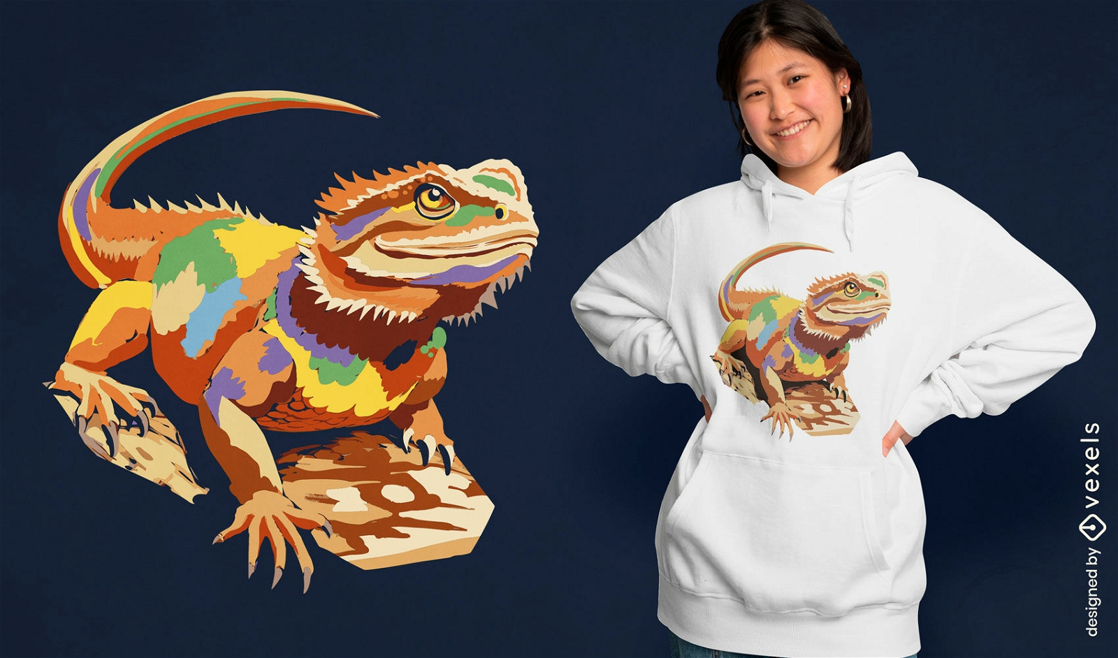Diseño de camiseta de dragón barbudo exótico.