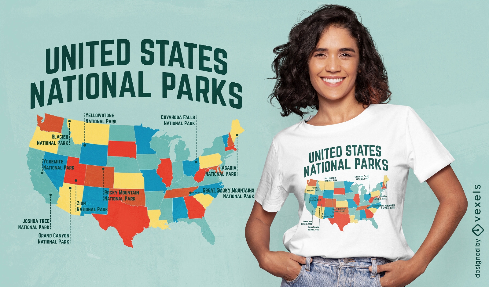 Diseño de camiseta de parques nacionales de aventuras.