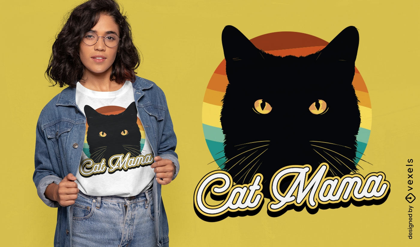 Dise?o de camiseta Cat Mama Love.