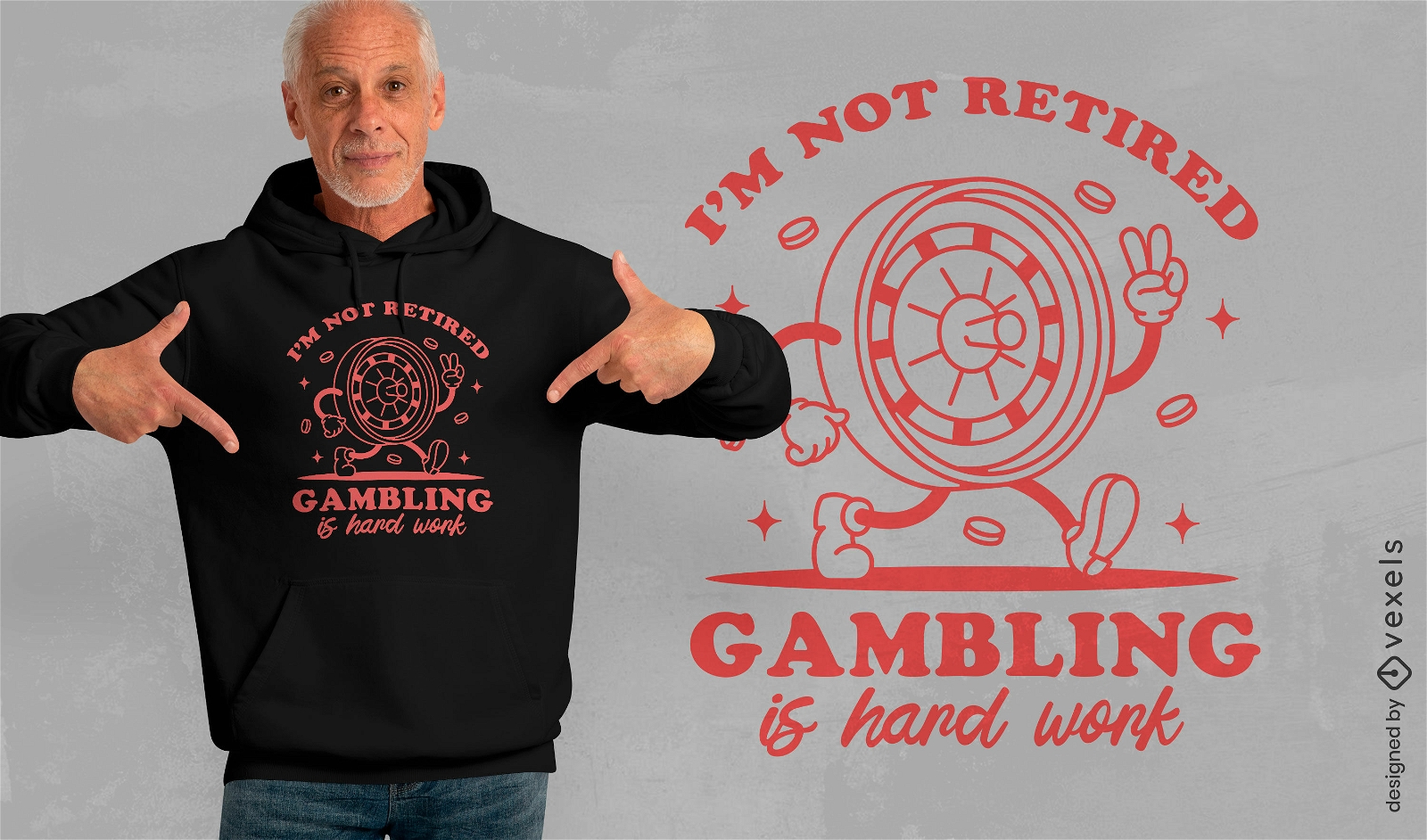 T-Shirt-Design für Glücksspielarbeit