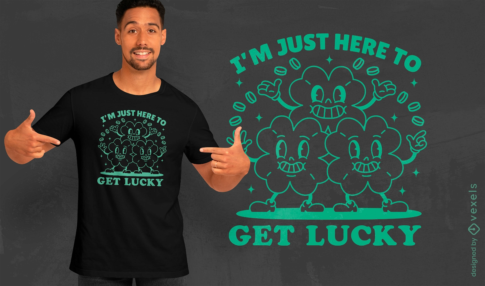 Consigue un diseño de camiseta de tréboles de la suerte.