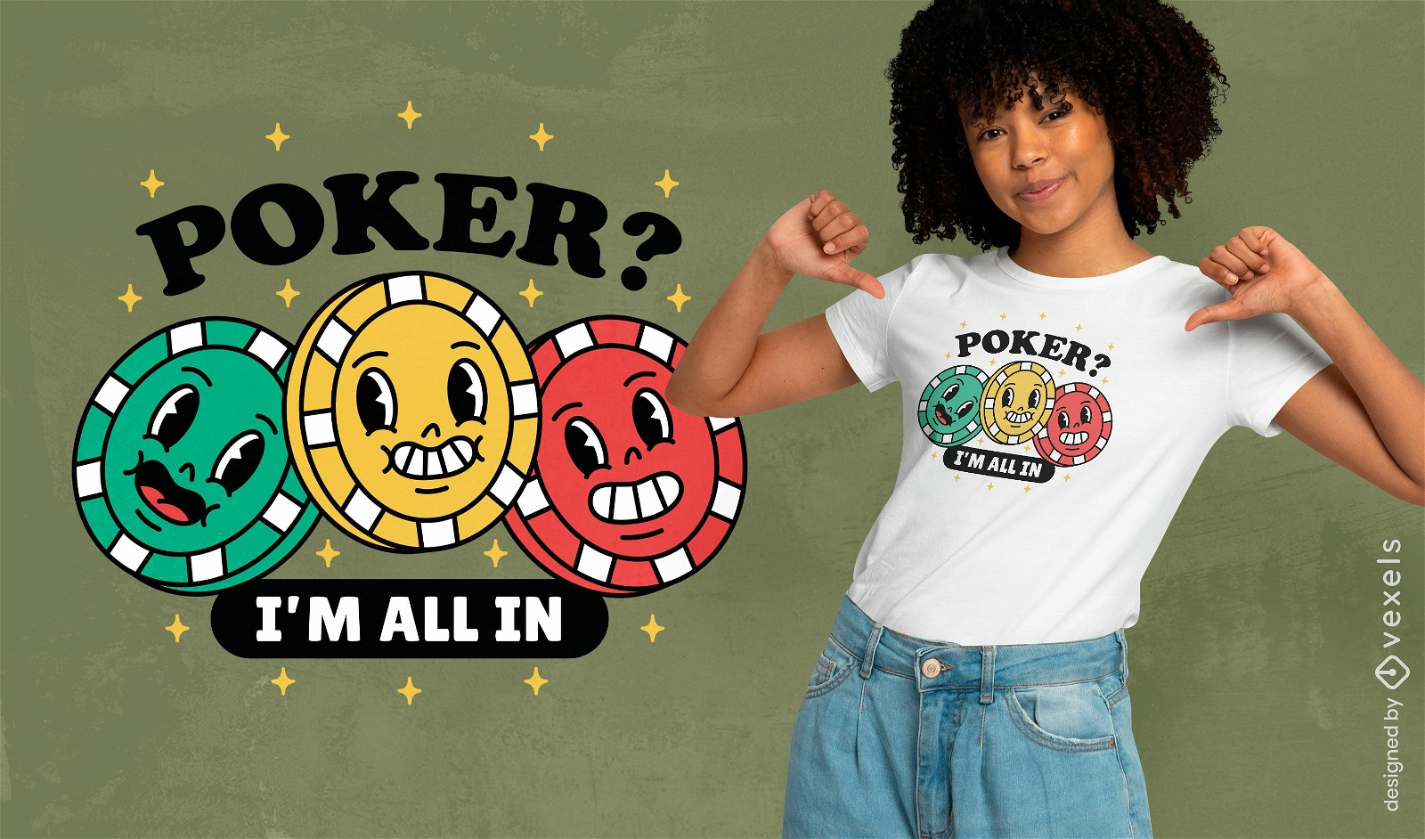Diseño de camiseta todo en poker.