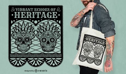 Heritage Skulls Tote Bag Design Vector Download