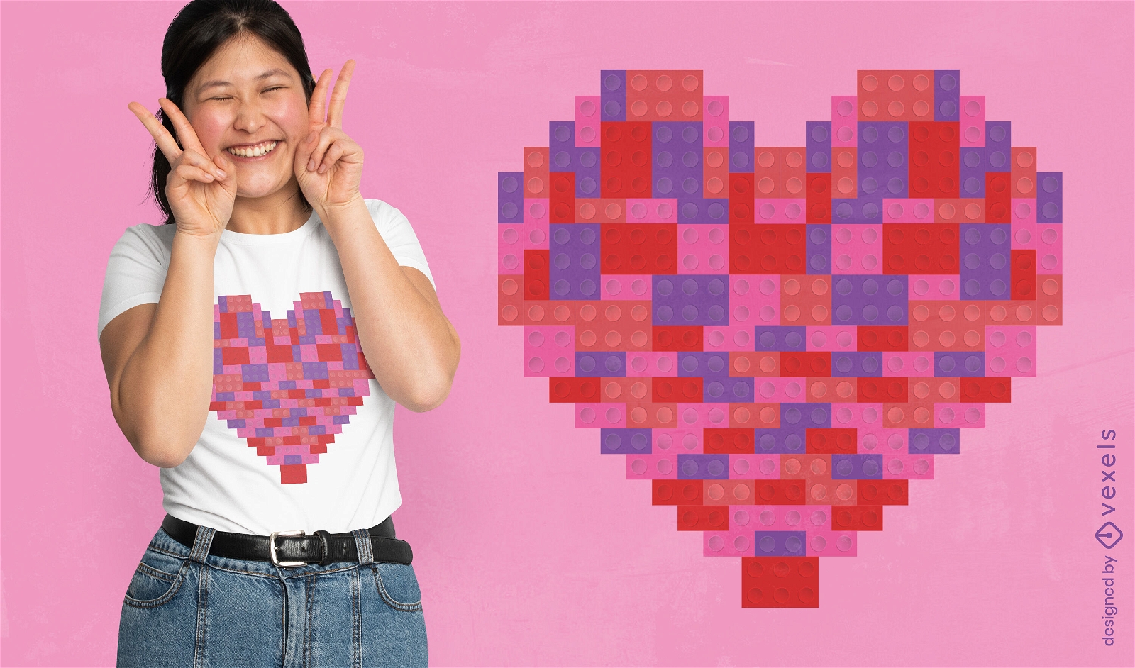 Playful toy brick heart t-shirt design
