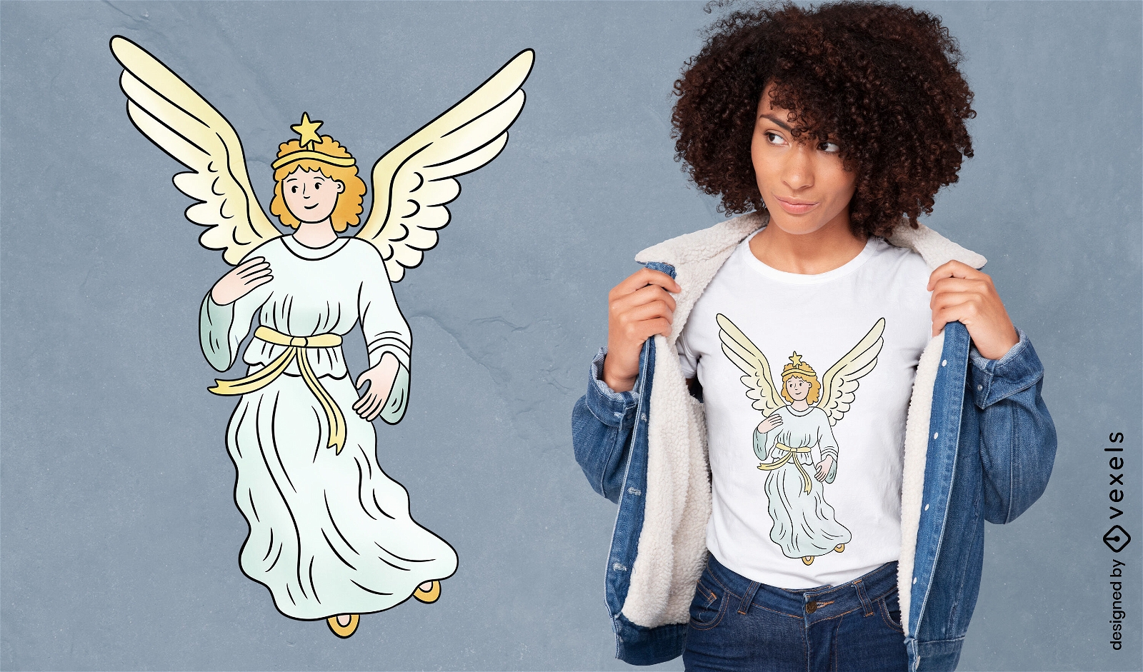 Diseño de camiseta de ángel elegante.