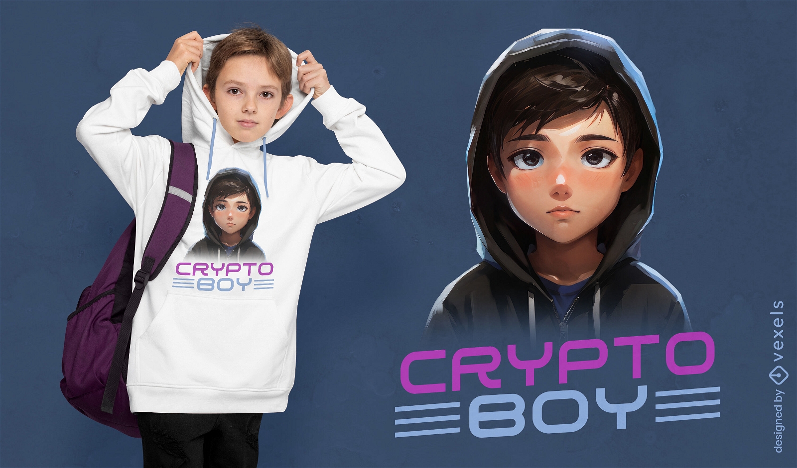 Young crypto boy t-shirt design