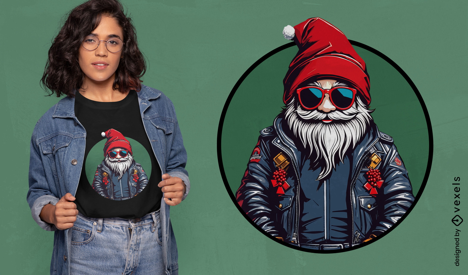 Genial diseño de camiseta navideña de Papá Noel.