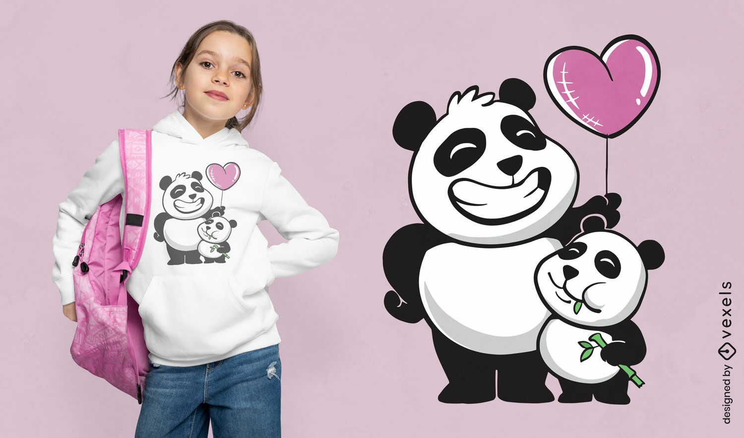 Diseño de camiseta de osos panda.