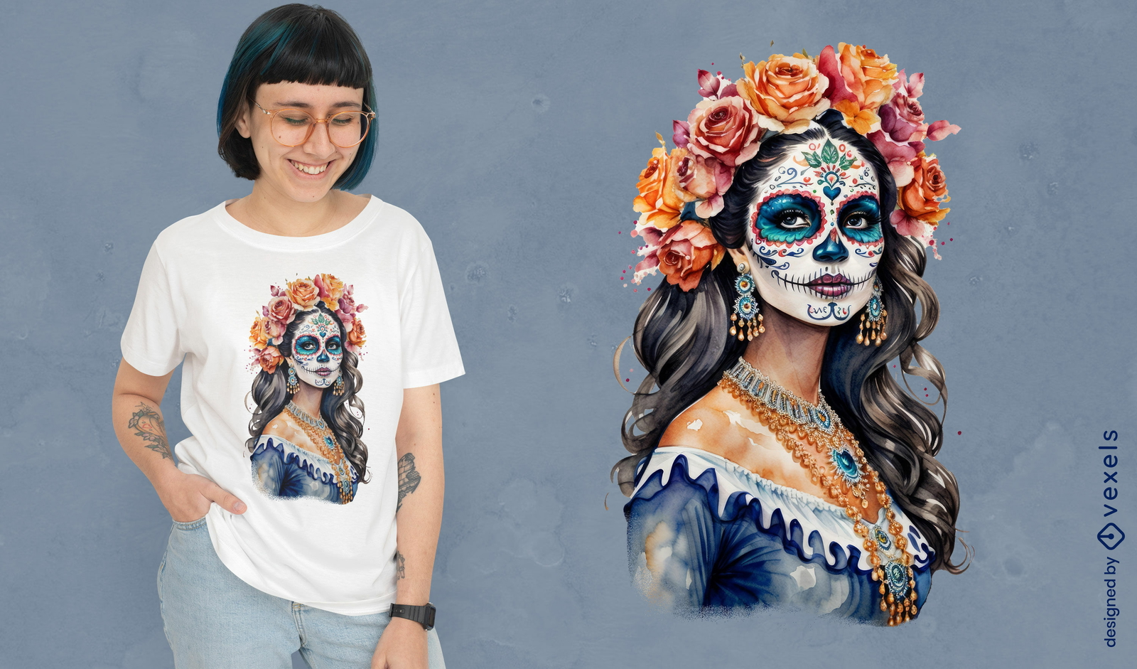 Diseño de camiseta elegancia floral de Catrina.