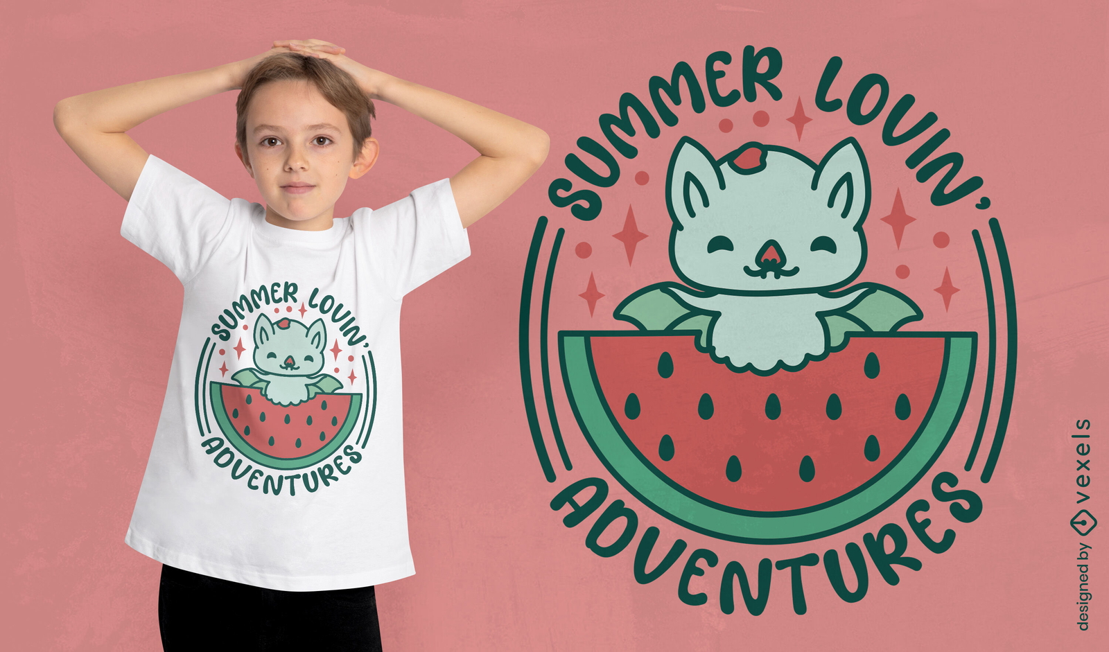 Diseño de camiseta de murciélago lindo de verano.